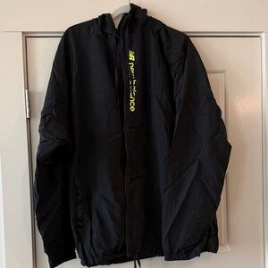 New Balance Men's Black Windbreaker with Yellow Logo